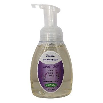 A bottle of lavender foaming hand soap.