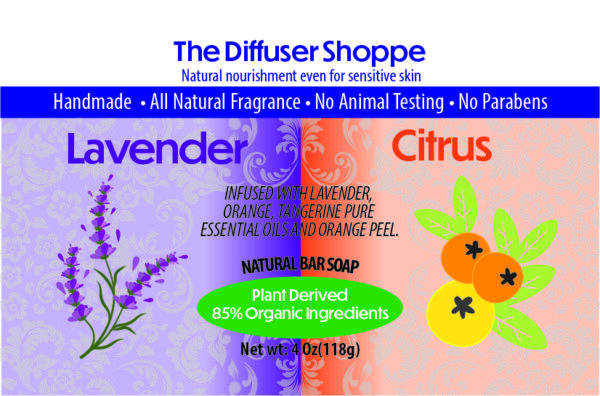 Lavender Citrus Natural Bar Soap Front Close Up