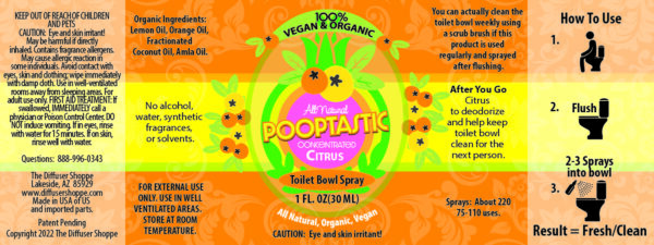 Citrus Pooptastic Spray Bottle Label in Orange and Yellow