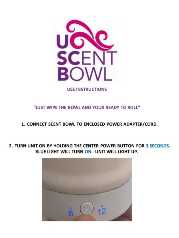 A picture of the instructions for using the scent bowl.