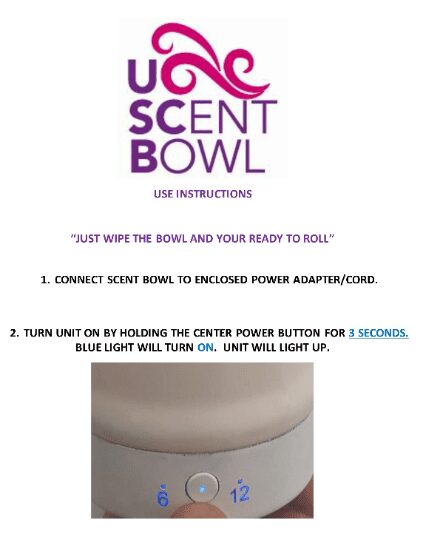 A instructions page for using the scent bowl.