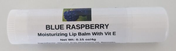 A tube of lip balm with a picture of a grape.