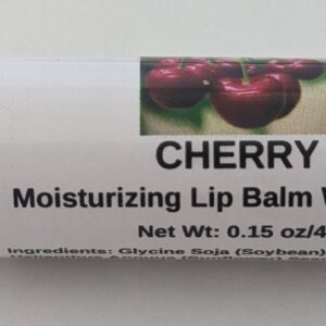 A close up of the label on a lip balm
