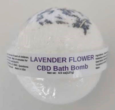 A bath bomb with the words lavender flower on it.