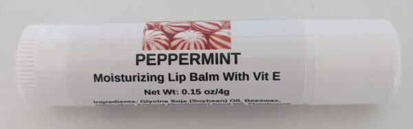A close up of the label on a lip balm